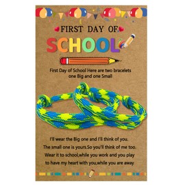 MEMFALL Back to School Bracelet Mommy and Me First Day of School Bracelet Adjustable Woven Rope Back to School Bracelets First Day of School Gift