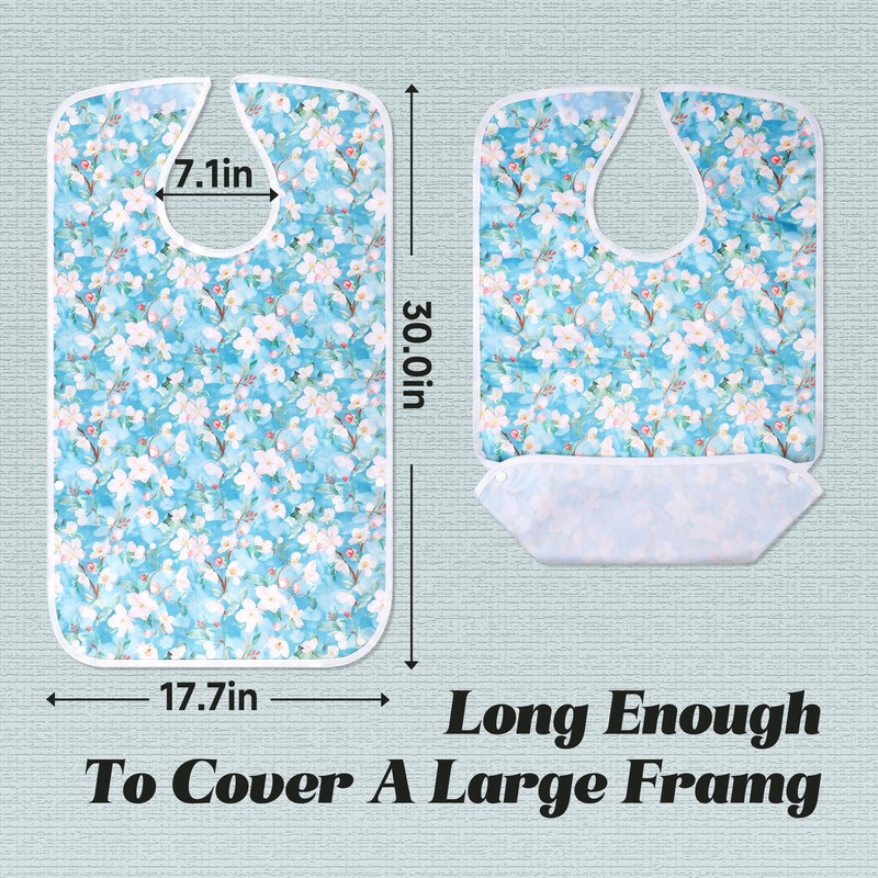Adult Bibs - 3 Pcs Washable Clothing Protector with Crumb