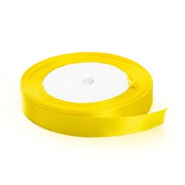 Cinta de tela de satén de color sólido para manualidades, envoltura de regalo, lazo para el pelo, decoración de bodas, Amarillo, 3/4" x 25 yards, 1