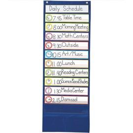 Carson Dellosa Daily Schedule Pocket Chart—Clock, Time, Subjects Scheduling Planner with Dry-Erase Cards, Classroom or Homeschool Learning (37.5" x 30")
