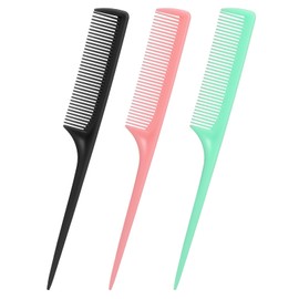 Rat Tail Comb Set-3Pcs Rat Tail Hair Teasing Fine Tooth Combs for Women Girls, Parting &Hair Styling Tools(Black Pink Green)