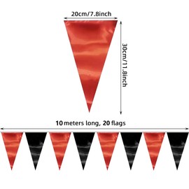 65FT Red Black Triangle Pennant Banner Flag Metallic Fabric Bunting Garland for Christmas Graduation Bachelorette Anniversary Birthday Engagement Wedding Anniversary Casino Party Decorations Supplies