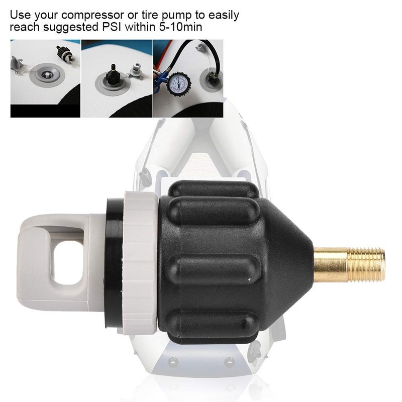 VGEBY Inflatable Pump Adapter SUP Boat Valve Adapter Black