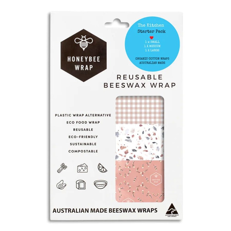 Honeybee Beeswax Food Wraps - Set Of 3 (S, M,
