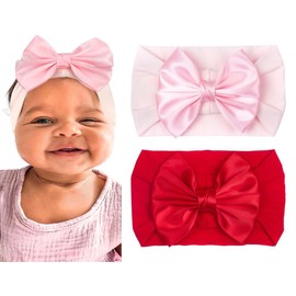 ZCYYYS Red Flower Headband for Baby Girls Valentines Hair Band Hair Accessories for Toddler Christmas Headbands TSFD23 (Red Pink, One Size)