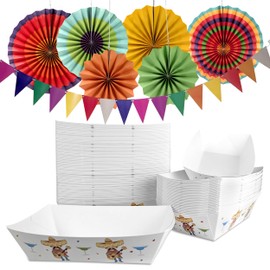 Nachos Trays for party ready-to-use - Hot dog kit - Mexicain party decorations - Taco plate - Nachos trays disposable - Paper tray - Small paper plate - Hot dog