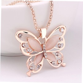 CHILDWEET Women's Necklace Long Sweater Chain Necklace in Rose Gold Opal Pendant Stylish Jewelry for Casual or Formal Wear