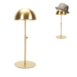 Soporte de Exhibición para Sombreros de Altura Ajustable, Estante Portátil de Acero Inoxidable para Múltiples Sombreros, Diseño Dimensional, Fácil Instalación (GOLD)