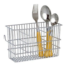 Silver Stainless Steel Kitchen Cutlery Holder Utensil Organizer, Caddy Drainer, Cooking Utensil & Gadgets Holder, Kitchen Caddy Spoons & Forks Organizer