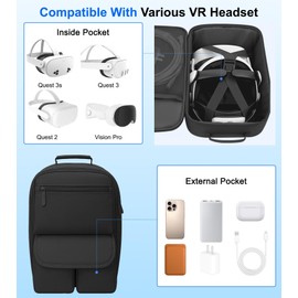 YRXVW Large Carrying Case for Meta Oculus Quest 3s/3/2, for BOBOVR/Kiwi Battery Head Strap, Waterproof & Drop-Resistant VR Accessories Carrying Bag Ideal for Travel & Home Storage (Deep Black)