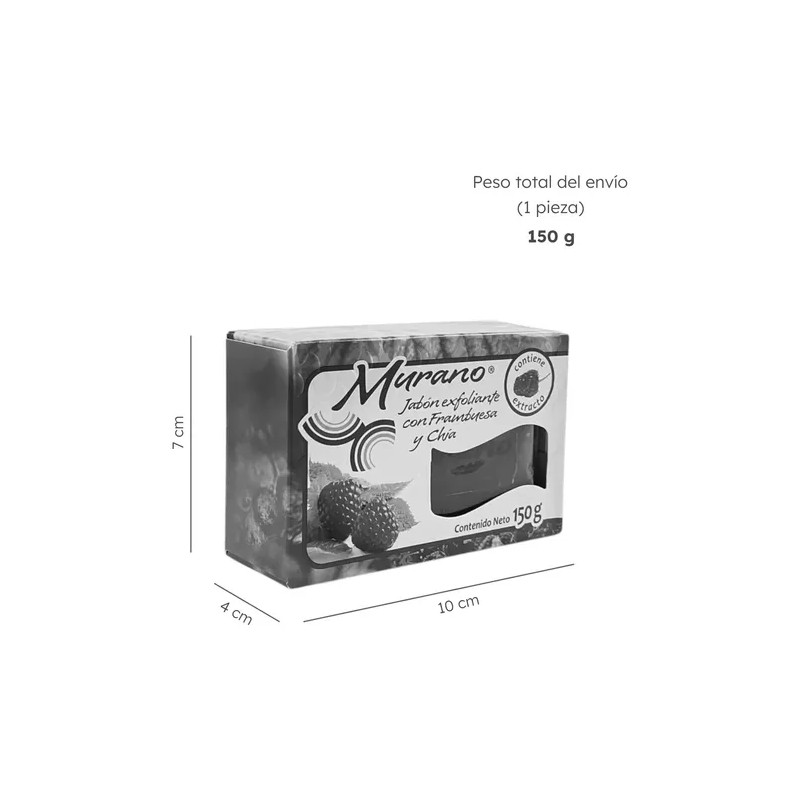 Jabón Barra Murano Exfoliante Corporal Frambuesa Chía 150g