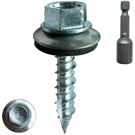 (500) BRAUNY BOY -Galvanized - Metal Roofing Screws #10 × 1 Inch, Rubber Washer, Sharp Point, Metal to Wood Siding Screws - Galvanized Qty (500) Screws