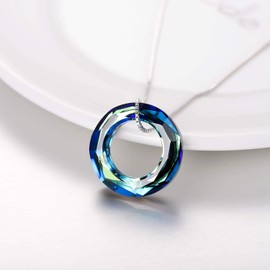 AOBOCO Sterling Silver Eternal Love Necklace with Austrian Crystal, Friendship Wedding Anniversary Jewellery Gifts for Women Girls Wife Mum Girlfriend Best Friend Sisters