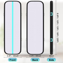 Air Tumble Track Mat, 16ft/20ft/10ft/13ft/6.6ft Inflatable Tumbling Track Mat for Gymnastics, 4/8in Thickness Gym Mats for Home Use/Training/Cheerleading/Yoga/Water with Electric Pump - Black & Green