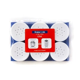 Plastic Lids with 12-Holes for Golden Harvest 4-Ounce Salt Pepper Shaker Mason Jars 48-400 2" Diameter (White; 6-Pack)