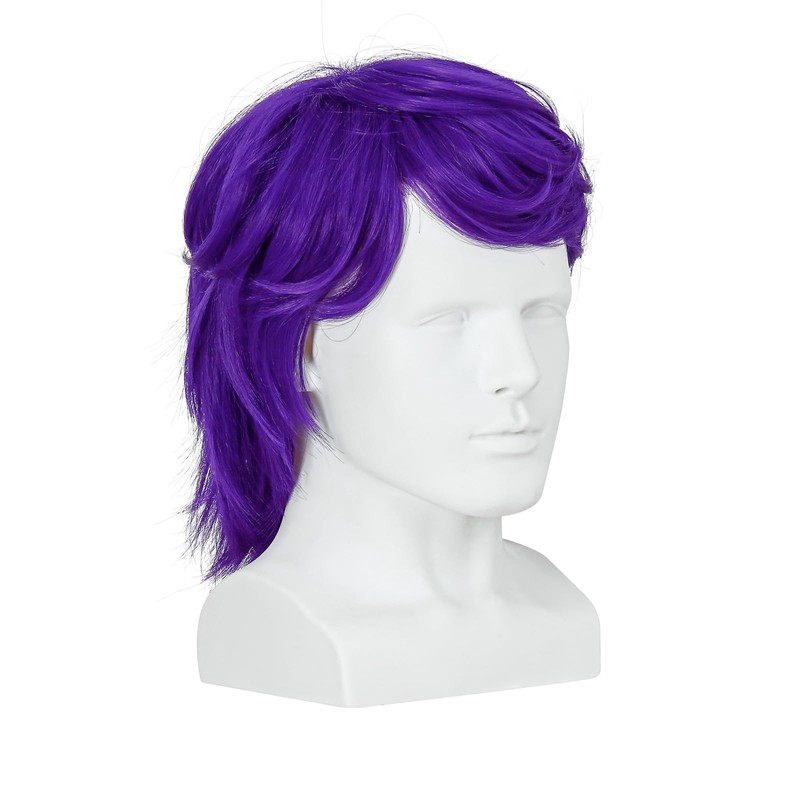 incohair Short Purple Wig for Men Natural Wavy Synthetic Heat