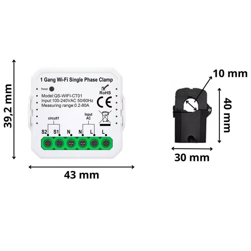 Sone Smart One WiFi Energy Meter with 80A Current Transformer,
