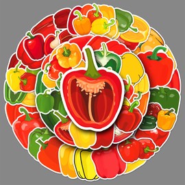50 Pcs Chili Stickers Waterproof Cute Vegetable Sticker for Laptop Water Bottle Skateboard Luggage Scrapbook Bumper Car Bike Guitar Notebook,Vinyl Cartoon Funny Pepper Stickers for Kids Teens Adults