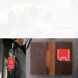 10 Pcs Medical Alert Emergency Information Id Wallet Card with 10 Pcs Sleeves and 2 Pcs See Card in Wallet Keychain Tag