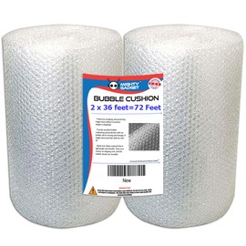 2 Pack Small Bubble Cushioning Wrap for Moving & Shipping - 36 FT x 2 = 72 FT Bubble Packing Wrap for Extra Protection Packaging Boxes & Mailers - Clear Bubble Roll Moving Supplies, Perforated @ 12"