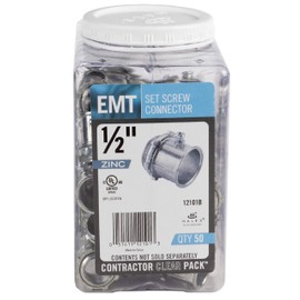 Conduit Fitting, EMT Screw Connector, 1/2-In., 50-Pk. -12101B