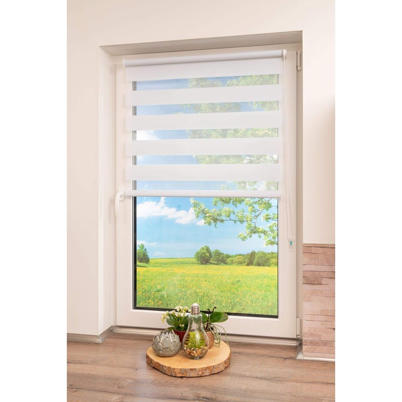 K-home Madrid Klemmfix Double Roller Blind, No Drilling Required, White,