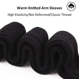 Women Winter Knit Arm Warmer Long Sleeve Fingerless Gloves Warm Women Arm Sleeves with Thumb Hole (White+Black+Gray)