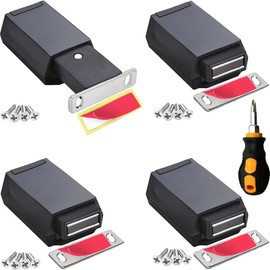 Magnetic Push to Open Cabinet Hardware CBRIVE 4Pack Heavy Duty Push Latch & Lock for Hidden Door Touch Latches and Catch Magnet Push Release Drawer Pull Tip On RV Closet Close Strong Pop Out, Black