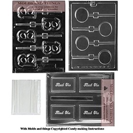 13 LOLLY numbers and letters Chocolate candy mold, Thank you chocolate candy mold & Plain Cookie (Oreo) Lollipop Chocolate Mold With Copywrited molding Instructions + 50 sticks