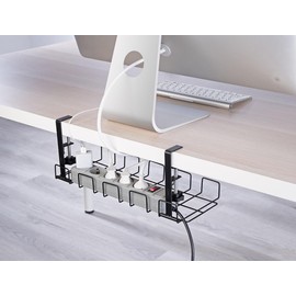 Callstel Cable Management: Cable Basket, Socket Holder & Organiser, Padded Clamps, Black (Cable Organiser, Cable Holder, Power Strip)