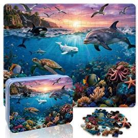 100 Pieces Puzzles for Kids Ages 4-8, Ocean World Educational Kids 100 Piece Puzzle, Children Jigsaw Puzzles Kids Puzzles, Educational Learning Puzzle Toys for Girls and Boys