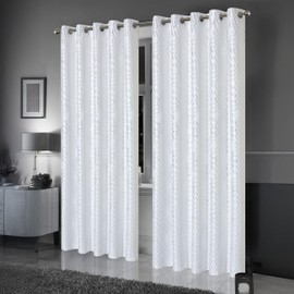 Olivia Rocco Geo Sparkle Blackout Curtains Soft Thermal Insulated Ring Top Eyelet Curtain Geometric Pattern for Living Room Bedroom Drapes Window 2 Panels Home Decor, White 66x72