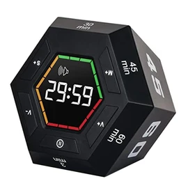 1 PCS Pomodoro Productivity Black Plastic Time Management Tool 3, 5, 15, 30, 45, 60 Minute Preset Smart Countdown