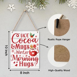 Hot Cocoa Christmas Signs Hot Cocoa Bar Decor Sign Decorations Wood Sign Winter Decoration Wooden Signs Rustic Hanging Plaque Home Wall Art 8" x 10" Sign Wall Decor for Farmhouse Home Kitchen