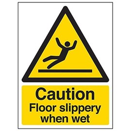 Vsafety 63044AN-S'Caution Floor Slippery When Wet' Sign, 150 mm x 200 mm (Pack of 3)