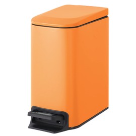 Cesun Small Bathroom Trash Can with Lid, 1.6 Gal, Soft Close, Matte Orange