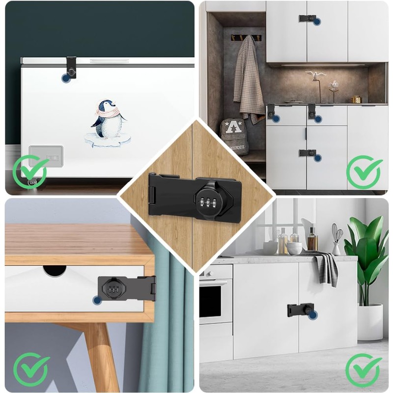 4.5Inch Cabinet Password Hasp Lock 3-Digit Combination Door Lock Internal,