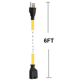 Four-in-One 12AWG Heavy Duty 15 Amp Household AC Plug to 20 Amp T Blade Adapter Cable,5-15P to 5-20R/ 6-15R/6-20R, 4 in 1 AC Power Adapter,15A 125V to 20A 250V 15A 125V to 20A 250V Adapter Cable, 6FT