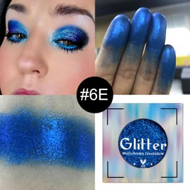 Blue Glitter Eyeshadow, Highly Pigmented Bright Sparkly Eye Makeup, Long Lasting Holographic Blue Shimmer Eye Shadow Palette Single for Blue Eyes, Vegan Cruelty & Talc Free (Royal Blue#6E)