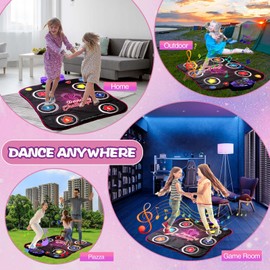 Dance Mat Toys Kids with Light-up 6-Button Wireless Bluetooth Built in Music,Music Dance with 5 Game Modes,Dance Toys Gifts,Birthday Xmas Valentines Day Gifts for Kids 3 4 5 6 7 8 9 10+ Girls Boys