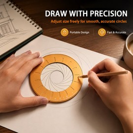 Adjustable Circular Drawer, Rotary Metal Circle Stencil Airkel Circle Drawing Stencil from 25-75 mm Circles, Stainless Steel Adjustable Circle Ruler, Compass, Circle Stencils Template for Drawing, Measuring, Painting