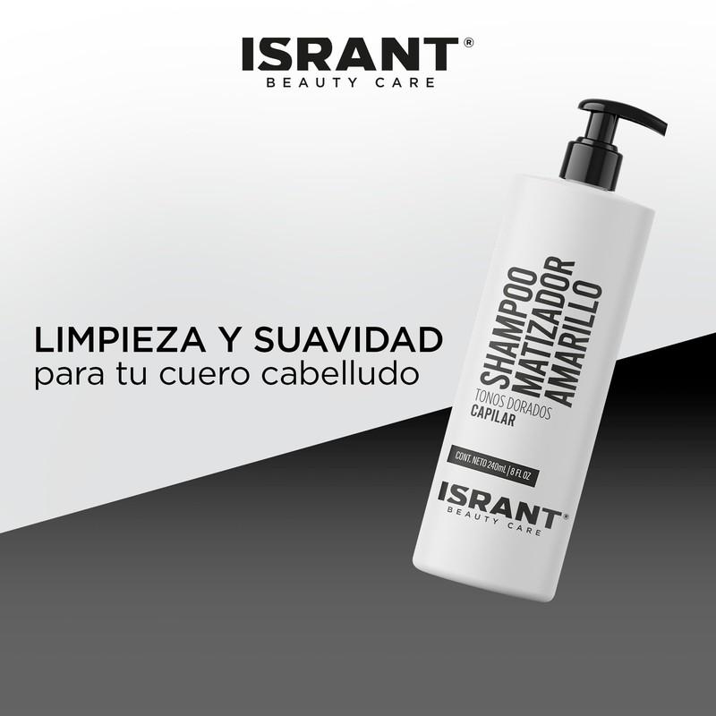 ISRANT | Shampoo Matizador Amarillo para Rubios y Decolorados -