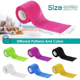 GeeRic 7 Pcs Vendas autoadhesivas, 4.5M x 5cm Vendas Veterinarias, Vendas Elásticas Venda Adhesiva Elástico Atlético para Estiramientos, Deportes, Muñeca y Esguinces de Tobillo