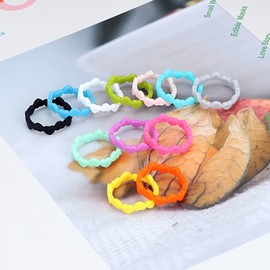 Longbeauty 10 Pack Candy Color Wedding Band for Men Women Flexible Comfort Sport Silicone Ring Black Red Blue Yellow Pink White Green Purple (Heart: 12pack, 7)