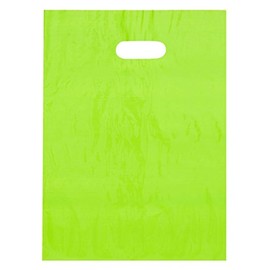 9x12 Lime Green Die Cut Handle Plastic Shopping Bags 100/cs - Bags Direct Brand