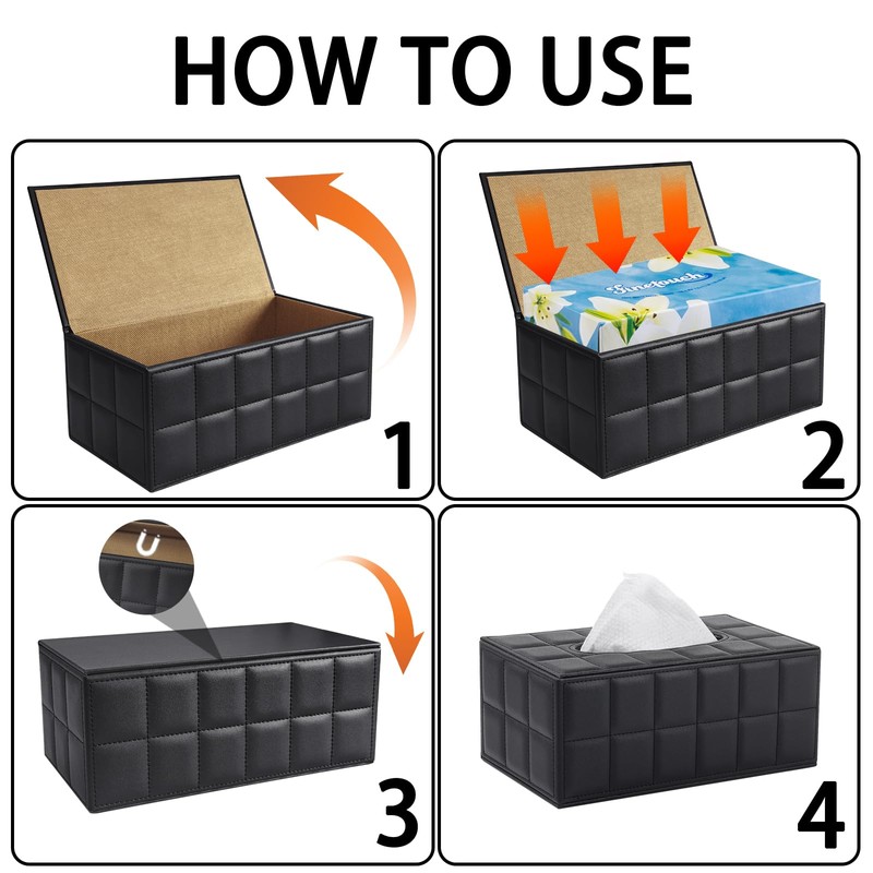 XNONE Tissue Box Cover PU Leather Tissue Box Holder Rectangle