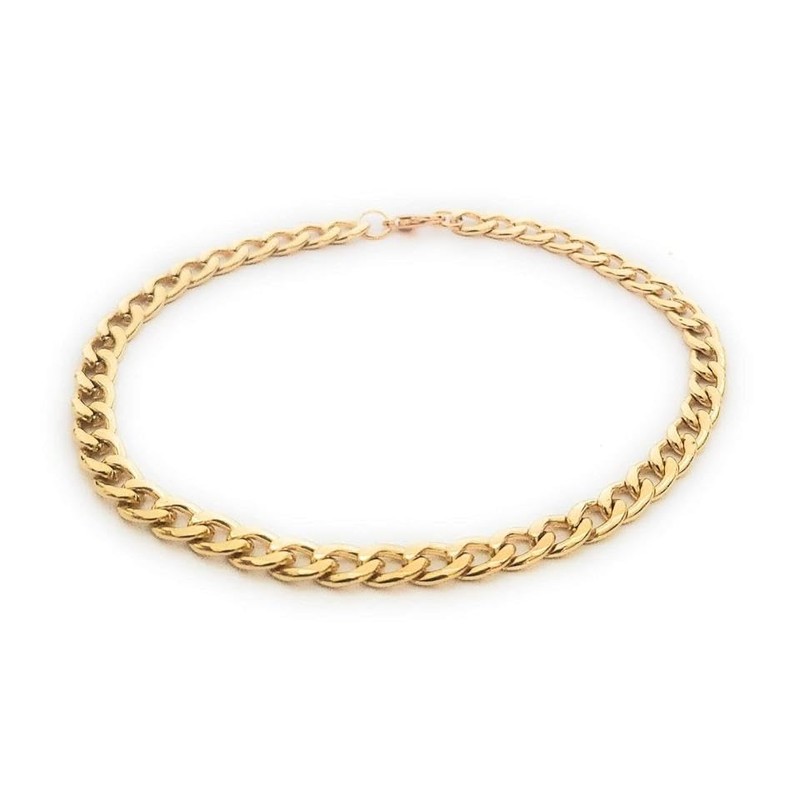 10 Inch Plated Gold Stainless Steel Anklet 9x6mm Cuban Style
