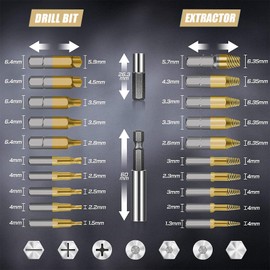 Gifts for Men, 22PCS Upgraded Titanium Damaged Screw Extractor Set with Magnetic Extension Bit Holder & Socket Adapter,Screw Remover and Extractor for Easy Removal of Rusty Broken Screw