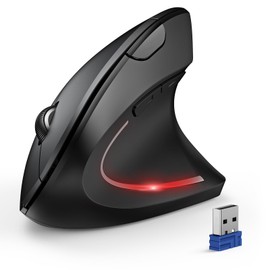 TECKNET Ergonomic Mouse, Wireless Bluetooth Vertical Mouse, 4800 DPI High Optical Tracking, 2.4GHz with USB A Receiver, 6 Adjustable DPI Levels, Silent Computer Mouse for Laptop PC Windows, Black