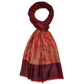 Lorenzo Cana Men's Cashmere Scarf 100% Cashmere Jacquard Woven Paisley Pattern Scarf Cashmere Scarf Cashmere Pashmina, Dark Red / Red
